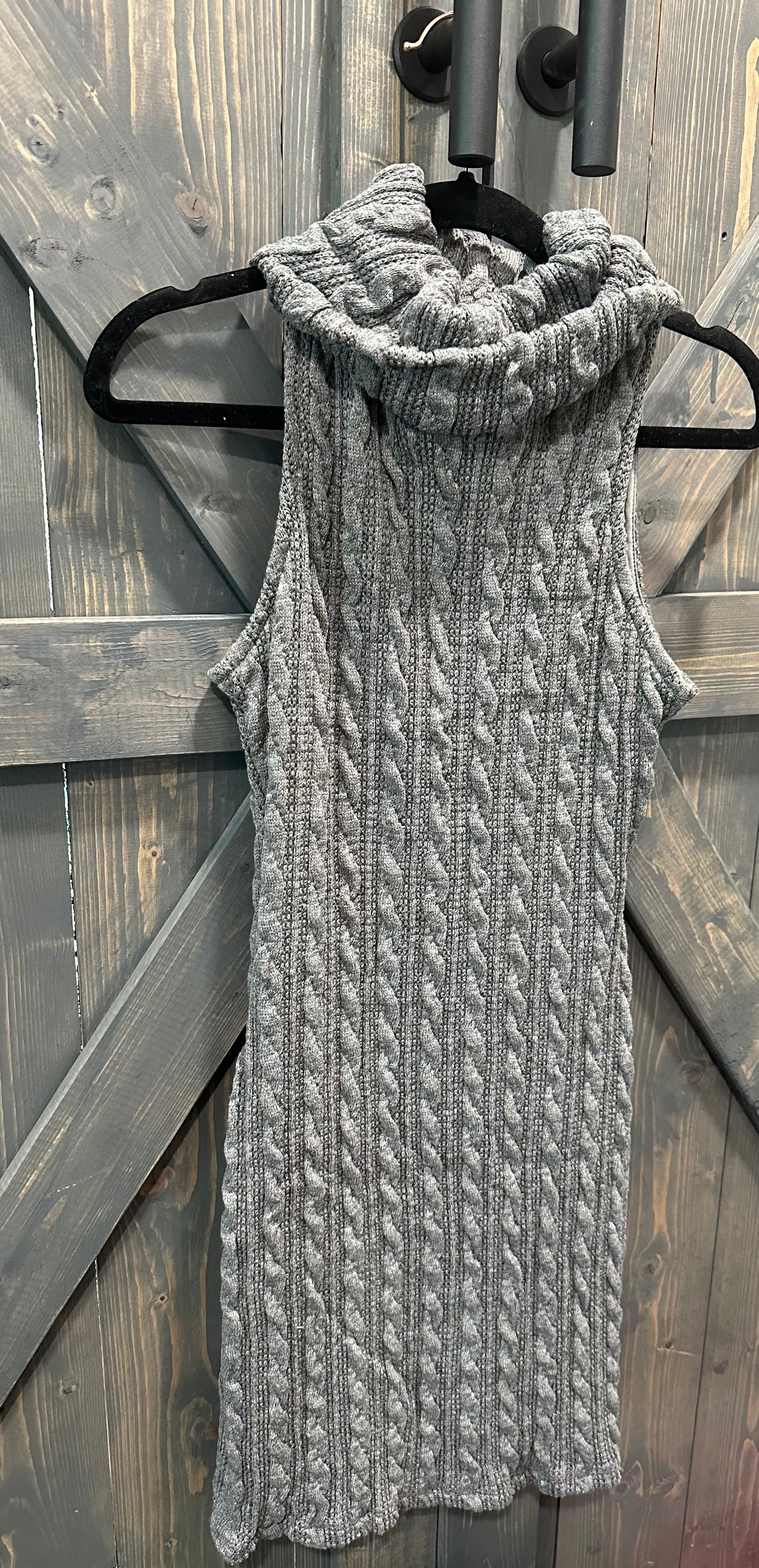 Gray Sleeveless Sweater Dress