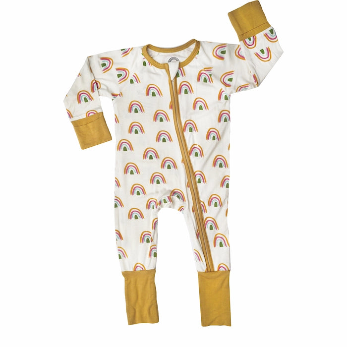 Emerson and Friends Rainbow Neutral Bamboo Baby Convertible Footie Pajama Romper