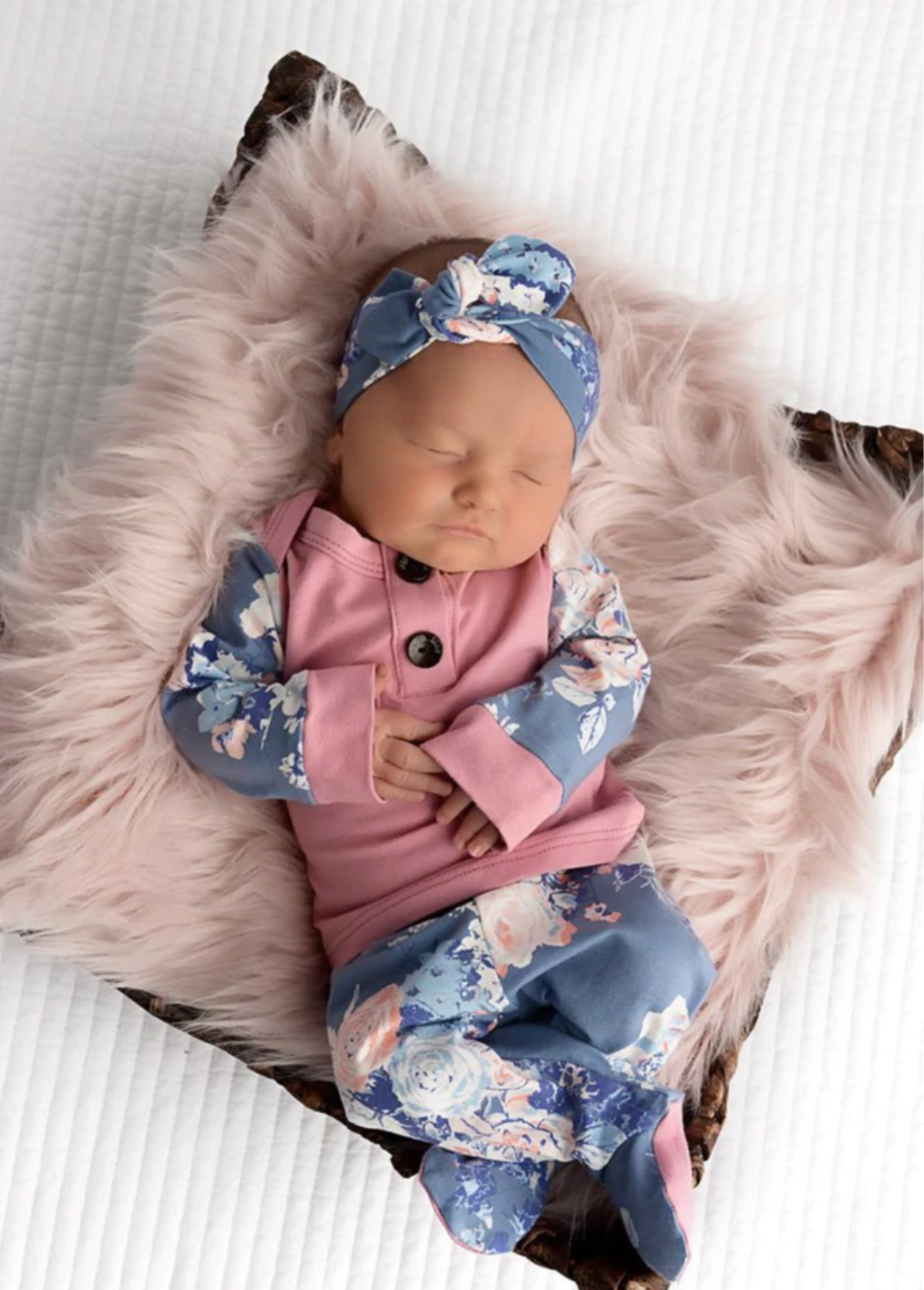 Mauve Floral Newborn Outfit-3 Piece