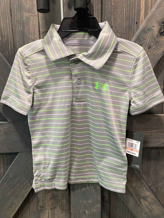Under Armour Steel Gray and Neon Green Polo