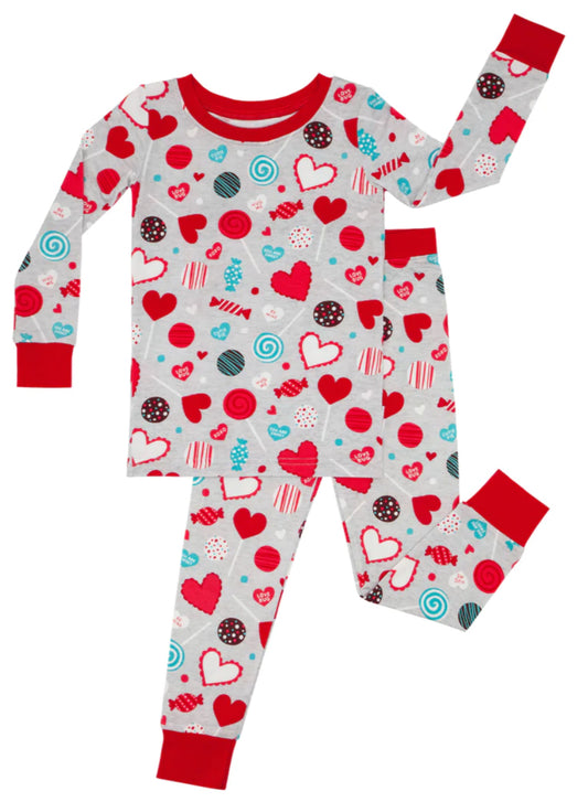 Little Sleepies Gray Sweet Valentine Bamboo Viscose Two-Piece Pajama Set