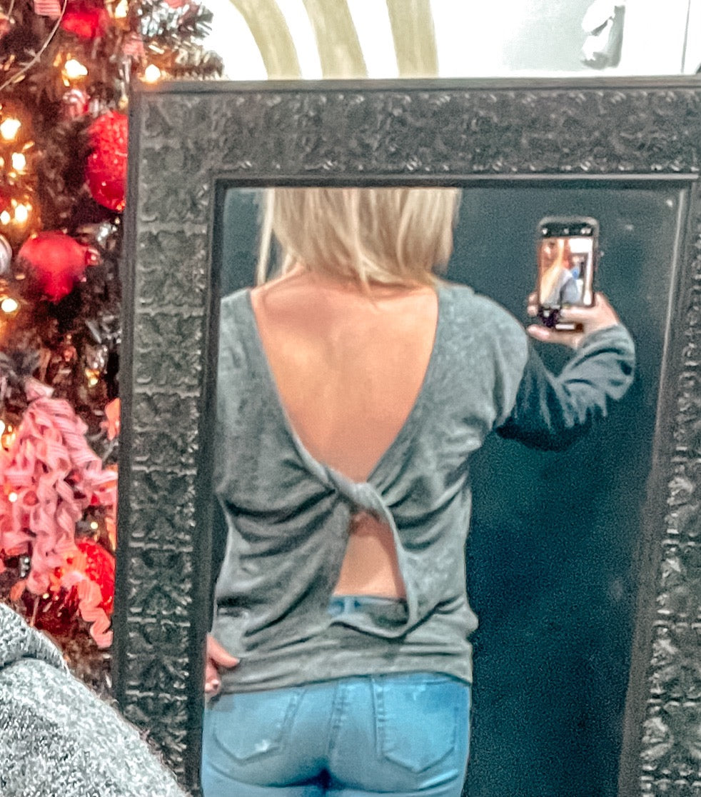 Black Backless Knotted Top