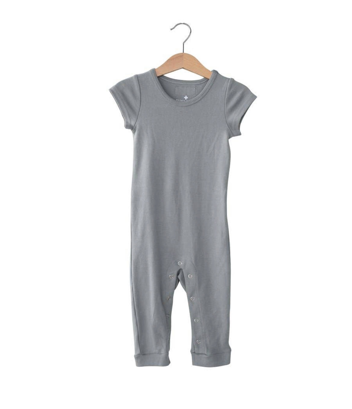 Organic Short Sleeve Jumpsuit with Explorer Back-Neutral Grey