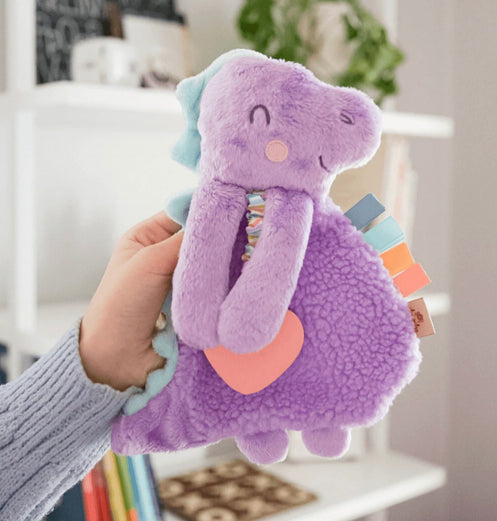 Itzy Lovey™ Purple Dino Plush with Silicone Teether Toy