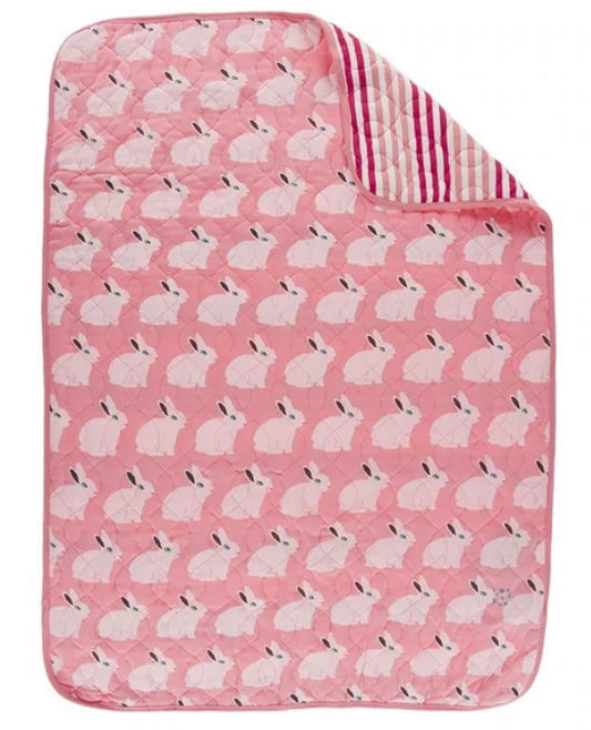 Kickee- Strawberry Forest Rabbit/ Forrest Fruit Stripe Blanket