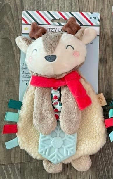 Itzy Lovey Plush & Teether Toy-Reindeer