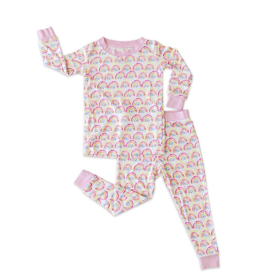 Pastel Rainbows 2 Piece toddler/kids Bamboo Viscose Pajama Set